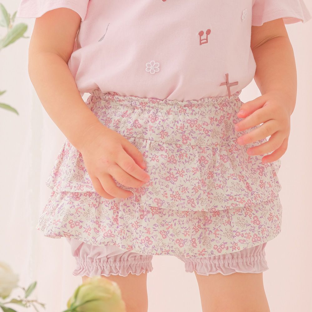 子供服 女の子 綿100％小花柄フリルかぼちゃパンツ