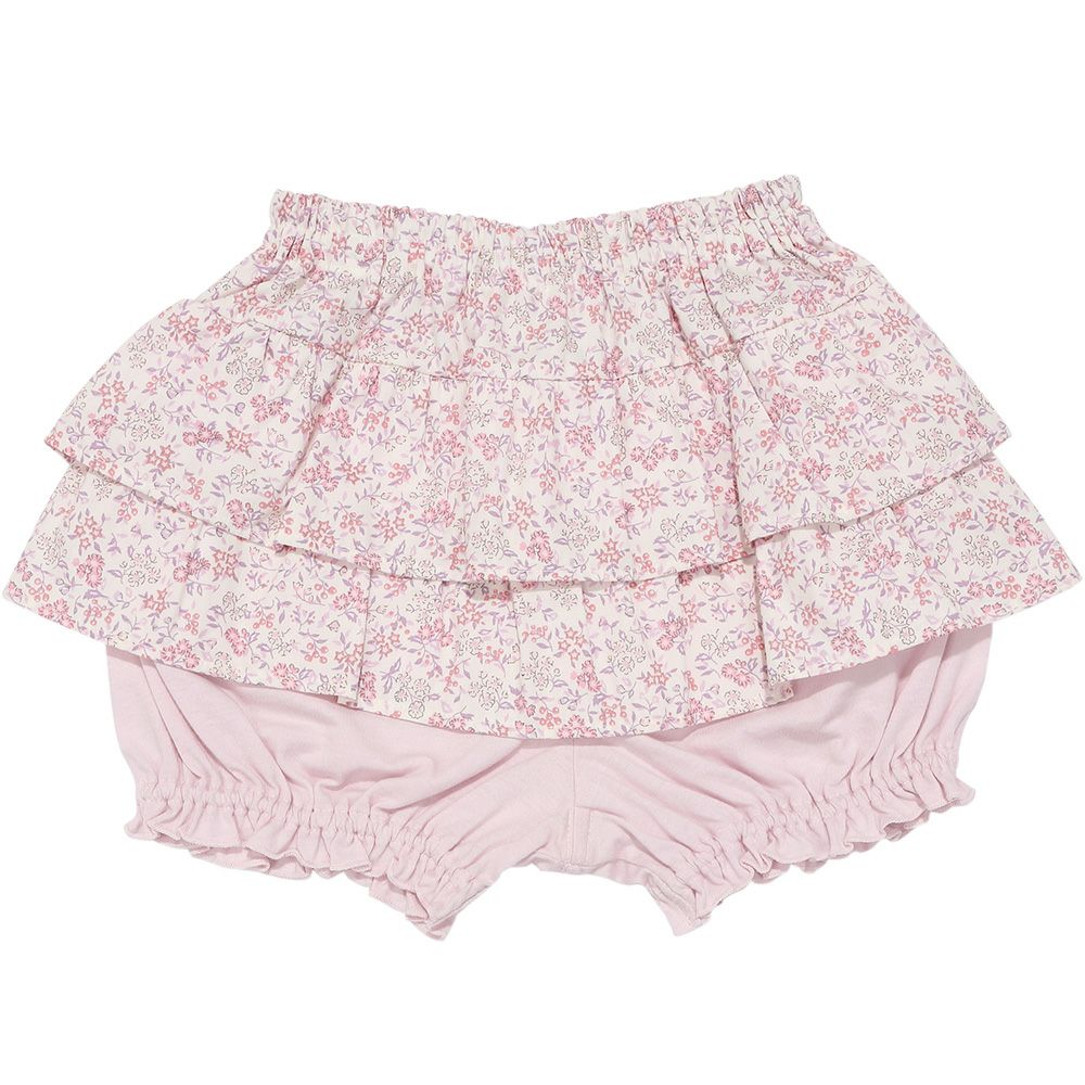 子供服 女の子 綿100％小花柄フリルかぼちゃパンツ ピンク(02) 背面