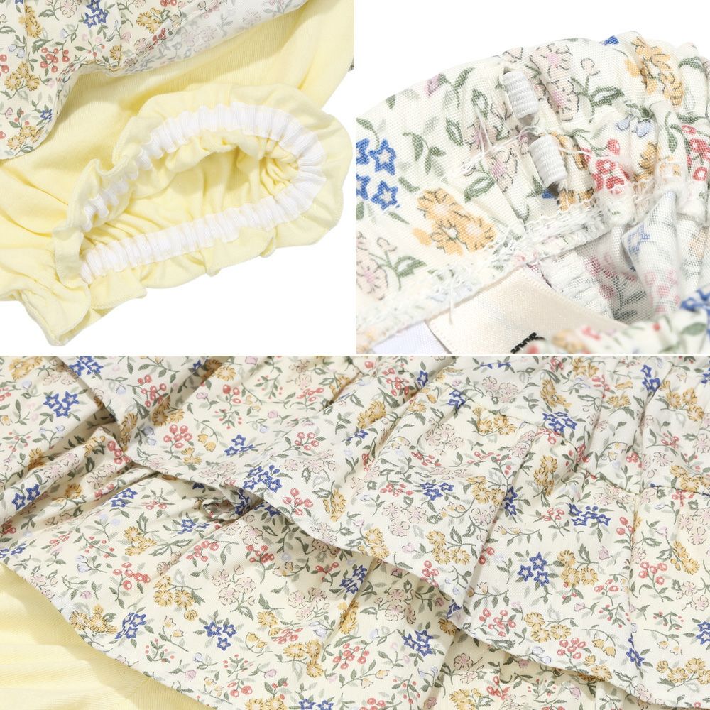 子供服 女の子 綿100％小花柄フリルかぼちゃパンツ イエロー(04) デザインポイント2