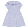 子供服 女の子 ストライプ柄 リボン襟付き 音符刺繍ワンピース ブルー(61) 背面