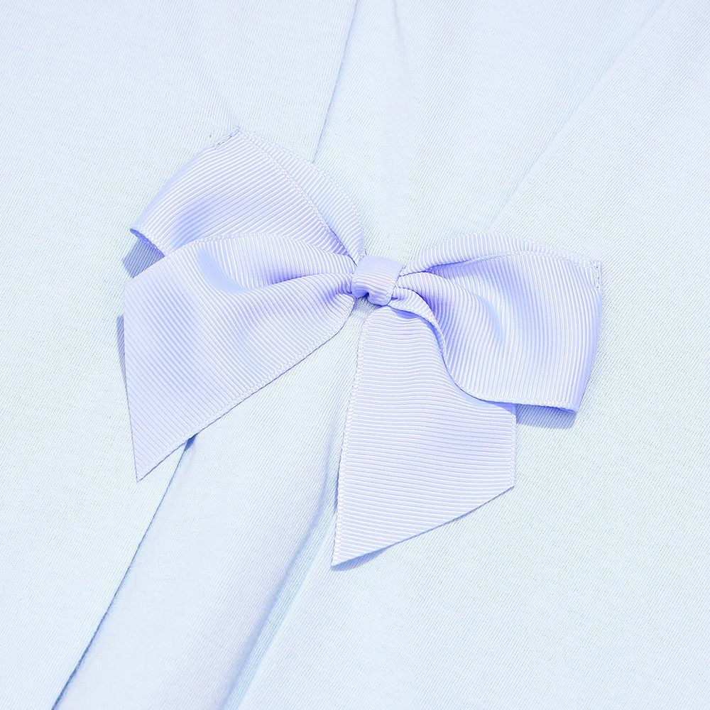 ベビー服 女の子 子ども服 こども服 キッズ ジュニア 綿100％ ティーカップ スイーツ 刺繍 バックリボン ブルー(61) デザインポイント2