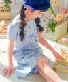 ベビー服 女の子 子ども服 こども服 キッズ ジュニア 綿100％ ティーカップ スイーツ 刺繍 バックリボン ブルー(61) 