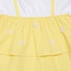 ベビー服 女の子 子ども服 こども服 キッズ キャミソール 重ね着風デザイン お花 リボンつき ロゴ刺繍 フリル イエロー(04) デザインポイント1