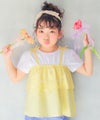 ベビー服 女の子 子ども服 こども服 キッズ キャミソール 重ね着風デザイン お花 リボンつき ロゴ刺繍 フリル イエロー(04) 