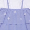 ベビー服 女の子 子ども服 こども服 キッズ キャミソール 重ね着風デザイン お花 リボンつき ロゴ刺繍 フリル ブルー(61) デザインポイント1