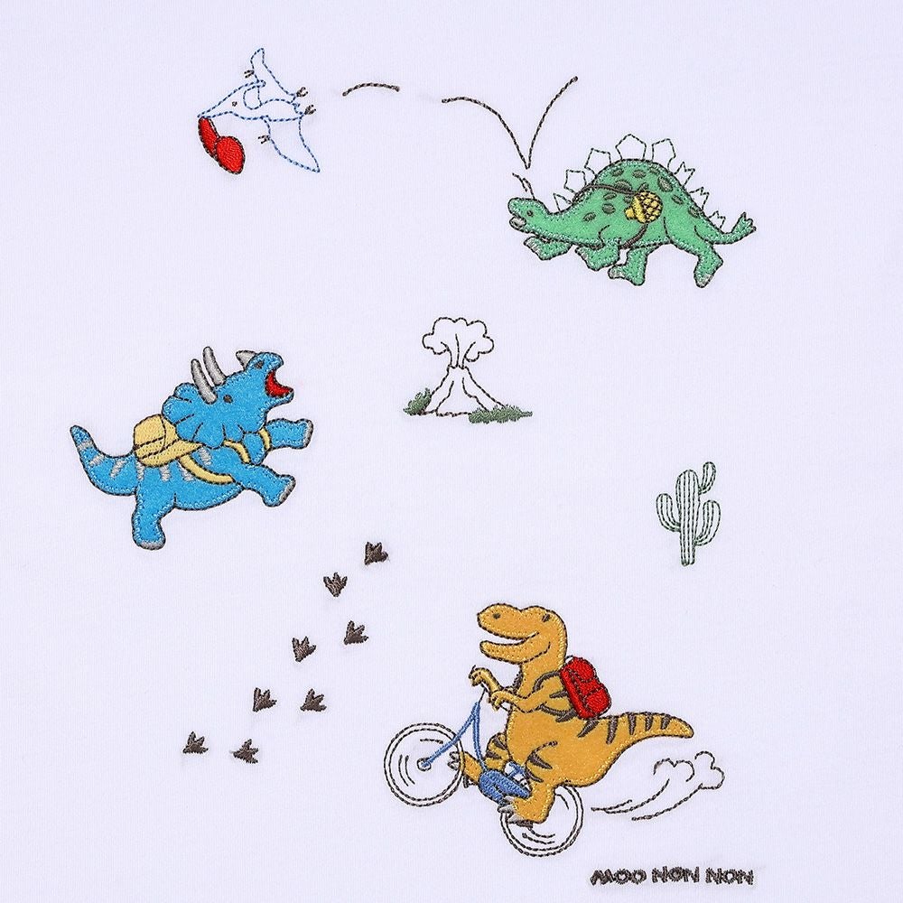 ベビー服 男の子 子ども服 こども キッズ 綿100％ 恐竜 ワッペン 刺繍ティーシャツ 長そで オフホワイト(11) デザインポイント1