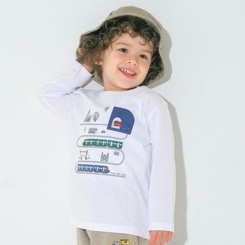 ベビー服 男の子 子ども服 こども キッズ 綿100％ 電車 ワッペン ロンドン街並み プリント