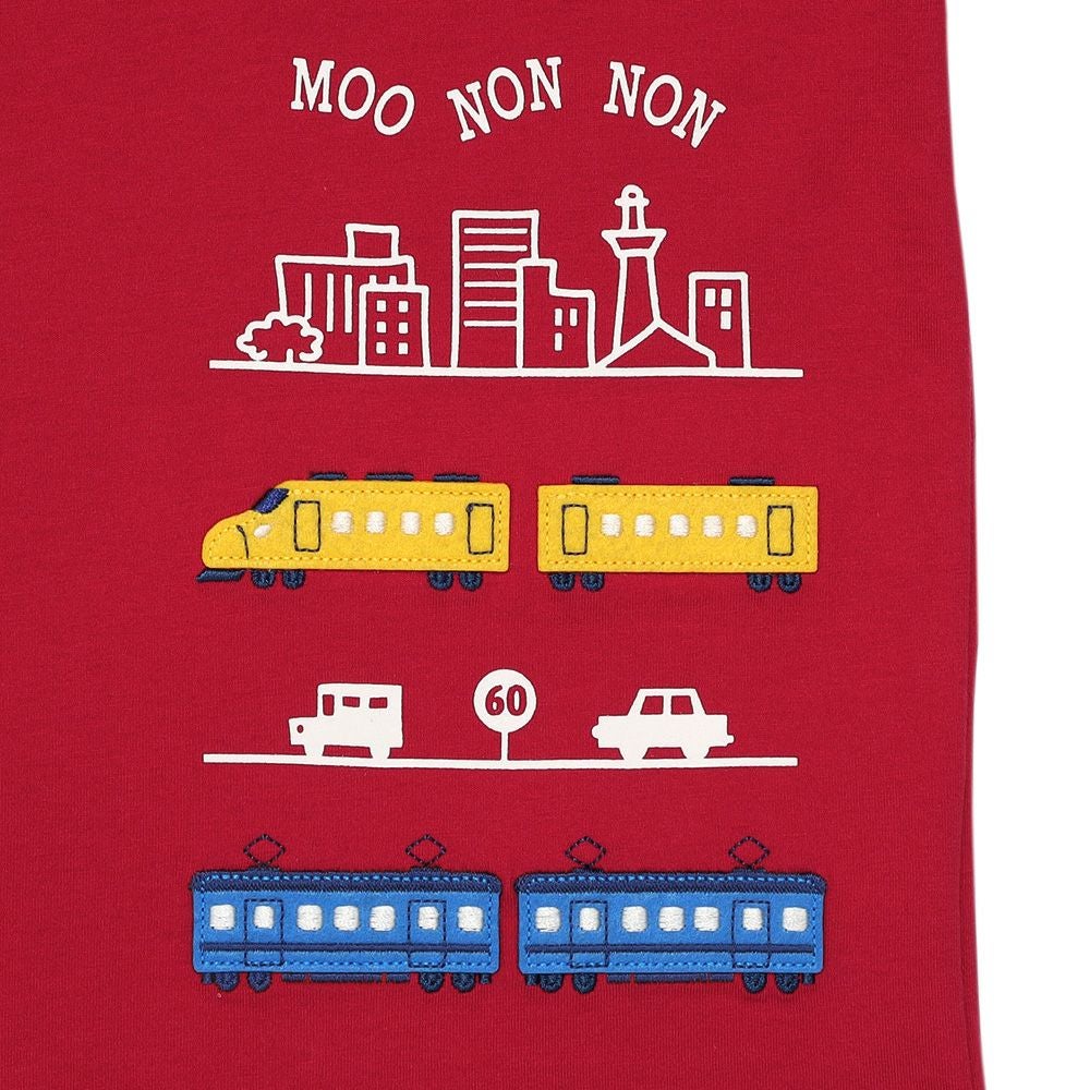 ベビー服 男の子 子ども服 こども キッズ 綿100％ 電車 ワッペン 乗り物 プリント レッド(03) デザインポイント1