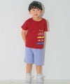 ベビー服 男の子 子ども服 こども キッズ 綿100％ 電車 ワッペン 乗り物 プリント レッド(03) モデル画像全身