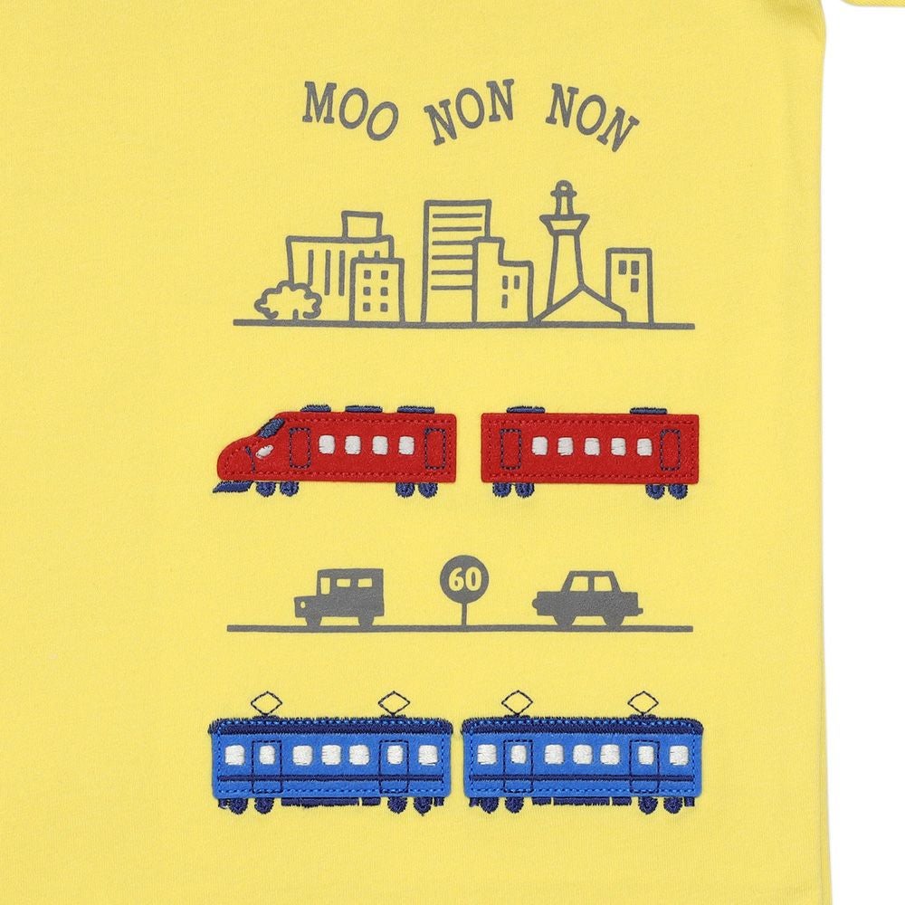 ベビー服 男の子 子ども服 こども キッズ 綿100％ 電車 ワッペン 乗り物 プリント イエロー(04) デザインポイント1