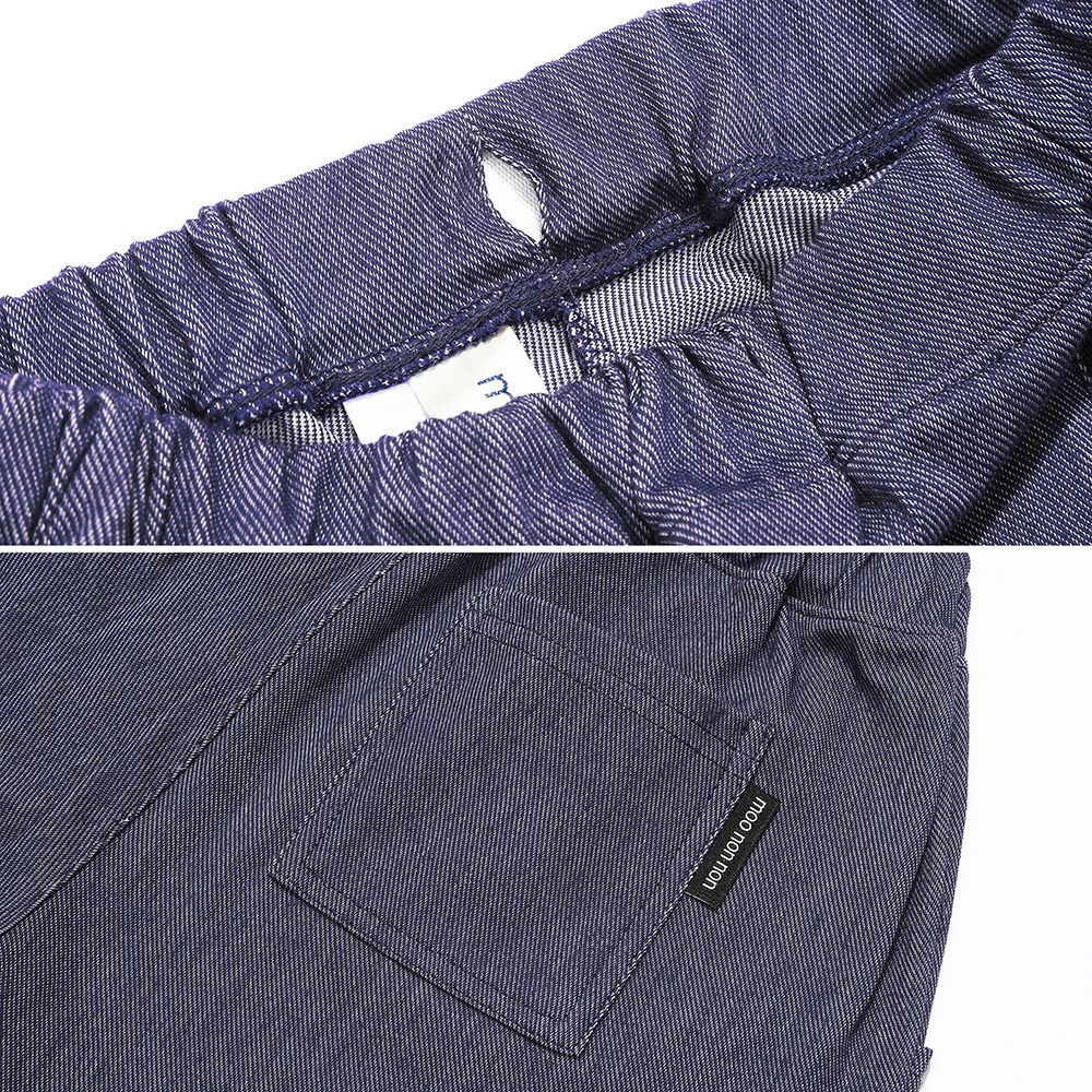 ベビー服 男の子 子ども服 こども キッズ ストレッチ デニムツイルニット パンダ 消防車刺繍 ハーフパンツ ネイビー(06) デザインポイント1