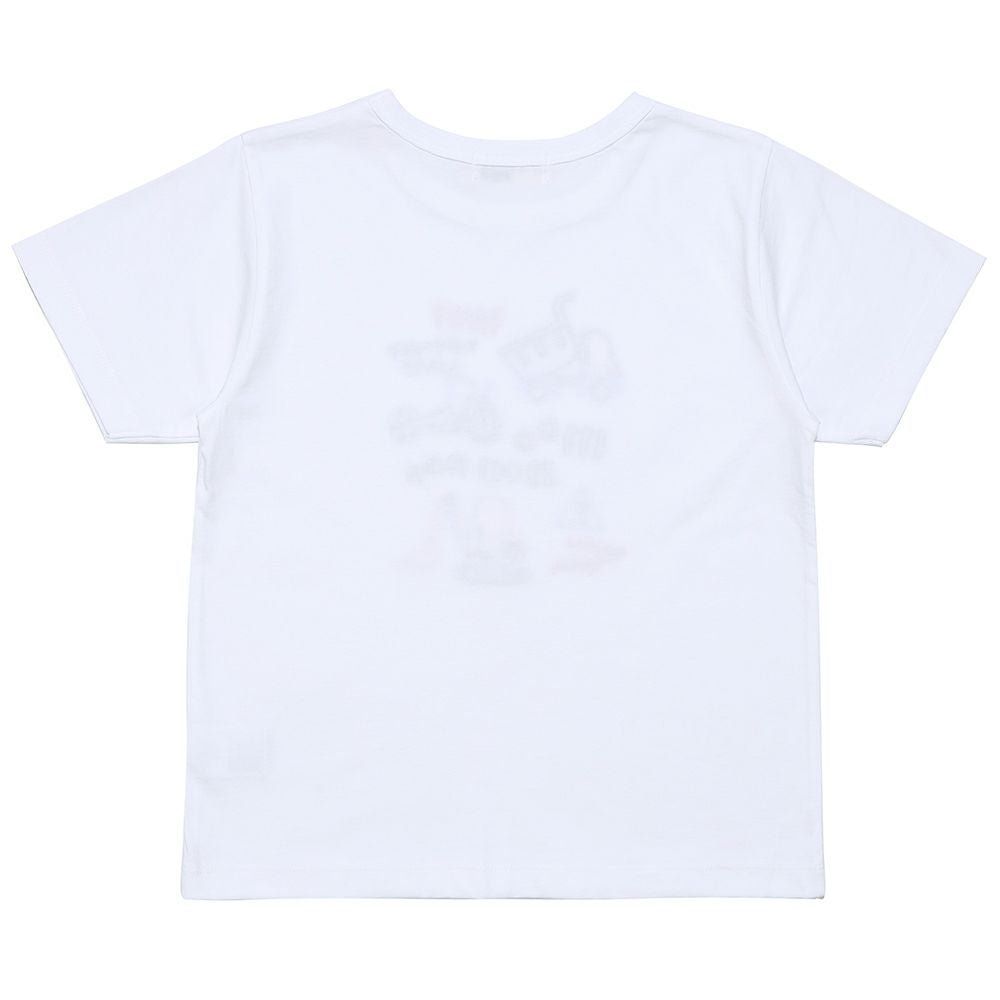 ベビー服 男の子 綿100％ はたらく車 ワッペン ロゴ 刺繍 Tシャツ オフホワイト(11) 背面