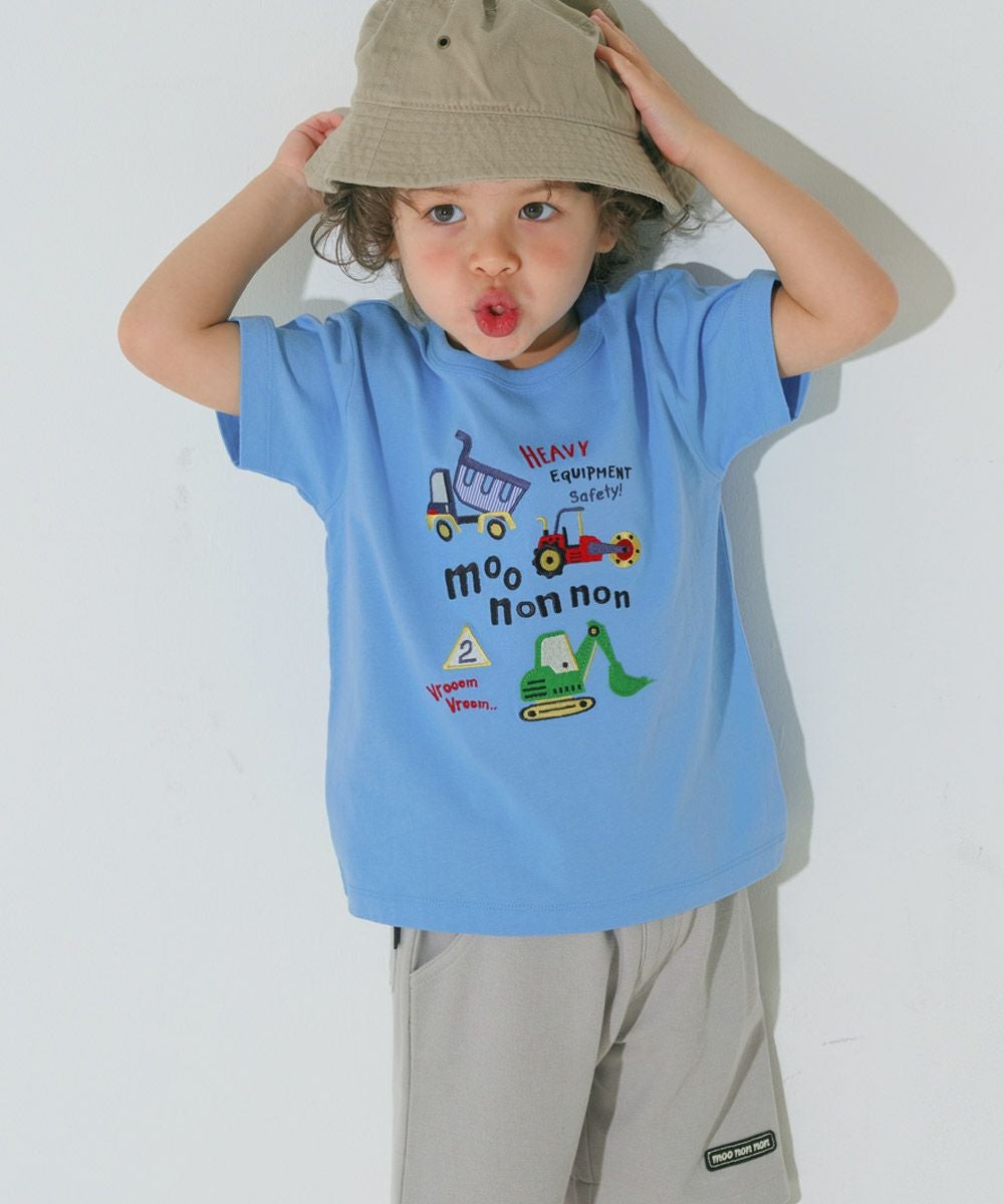 ベビー服 男の子 綿100％ はたらく車 ワッペン ロゴ 刺繍 Tシャツ ブルー(61) モデル画像2