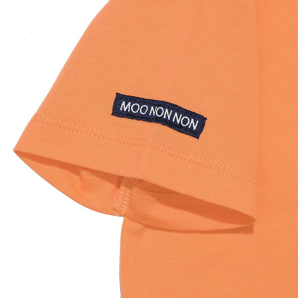 ベビー服 男の子  綿100％ ロボット ロゴ 刺繍 ポケット付き　Tシャツ オレンジ(07) デザインポイント2