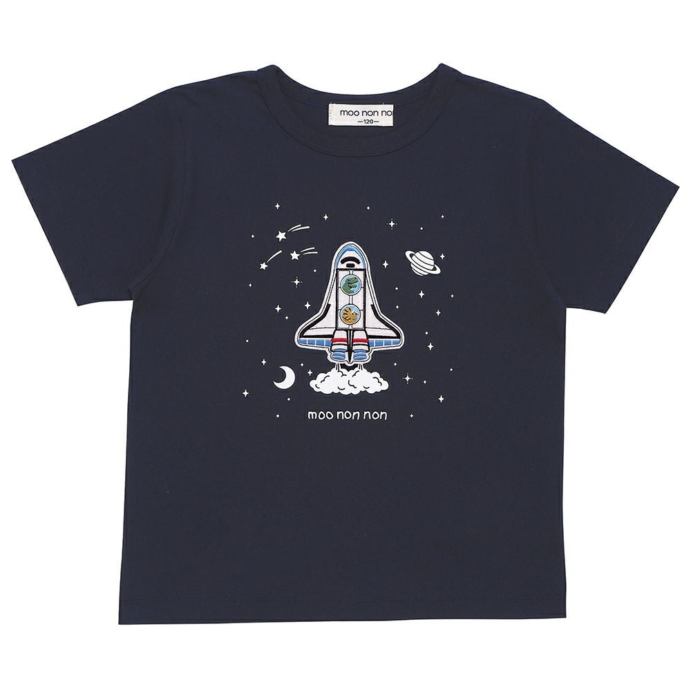 TIME SALE】綿100％ スペースシャトル ワッペン 恐竜刺繍 Tシャツ