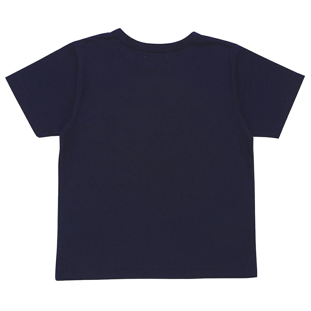ベビー服 男の子 100％ スペースシャトル ワッペン 恐竜刺繍 Tシャツ ネイビー(06) 背面