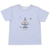 ベビー服 男の子 100％ スペースシャトル ワッペン 恐竜刺繍 Tシャツ ブルー(61) 正面
