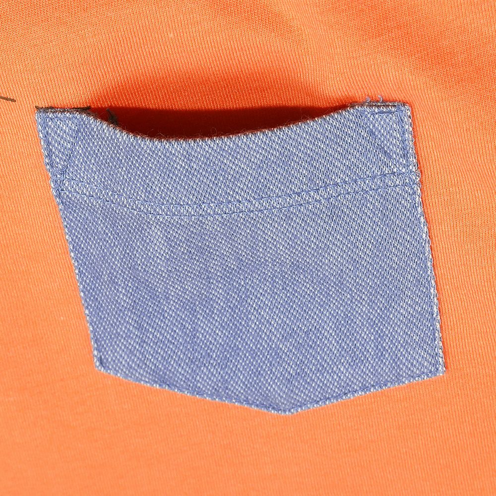 ベビー服 男の子 綿100％ 電車刺繍 ポケットつき 乗り物Tシャツ オレンジ(07) デザインポイント2