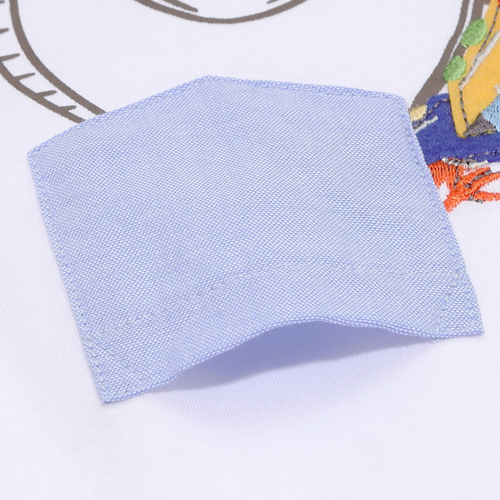 ベビー服 男の子 綿100％ 遊園地 恐竜刺繍 Tシャツ オフホワイト(11) デザインポイント2