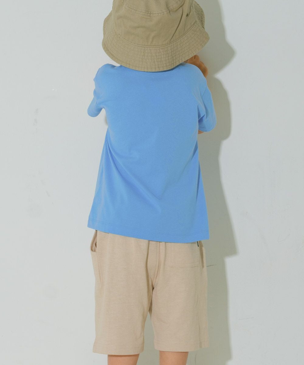 ベビー服 男の子 綿100％ 遊園地 恐竜刺繍 Tシャツ ブルー(61) モデル画像全身