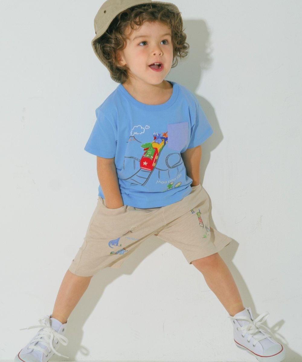 ベビー服 男の子 綿100％ 遊園地 恐竜刺繍 Tシャツ ブルー(61) モデル画像3
