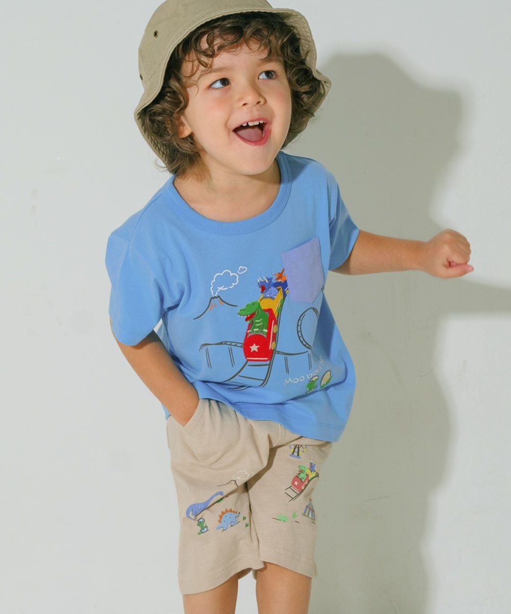 ベビー服 男の子 綿100％ 遊園地 恐竜刺繍 Tシャツ ブルー(61) モデル画像4