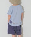 ベビー服 男の子 綿100％ ショベルカー＆動物ワッペン ロゴ刺繍 Tシャツ ブルー(61) モデル画像全身