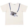 ベビー服 男の子 綿100％ チェック柄カメラモチーフ 車刺繍Tシャツ アイボリー(12) 正面