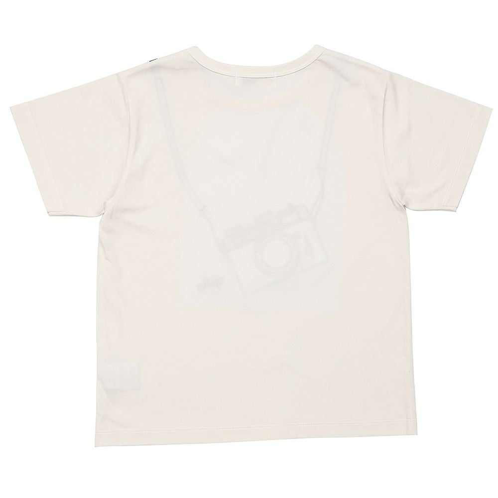 ベビー服 男の子 綿100％ チェック柄カメラモチーフ 車刺繍Tシャツ アイボリー(12) 背面