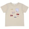 ベビー服 男の子 綿100％ はたらく車  レスキュー隊刺繍Tシャツ ベージュ(51) 正面