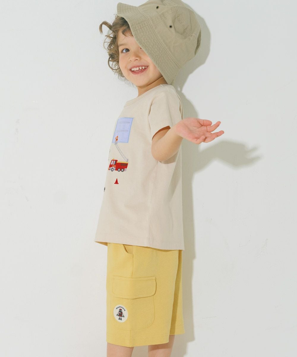 ベビー服 男の子 綿100％ はたらく車  レスキュー隊刺繍Tシャツ ベージュ(51) モデル画像2