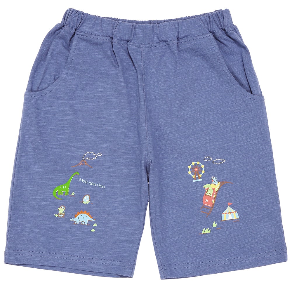 ベビー服 男の子 子ども服 こども キッズ 綿100％ 恐竜 遊園地 プリント ウエストゴム ポケット ネイビー(06) 正面
