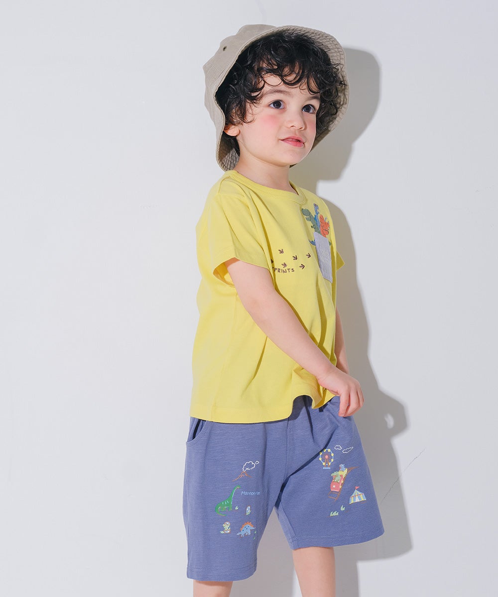 ベビー服 男の子 子ども服 こども キッズ 綿100％ 恐竜 遊園地 プリント ウエストゴム ポケット ネイビー(06) モデル画像2