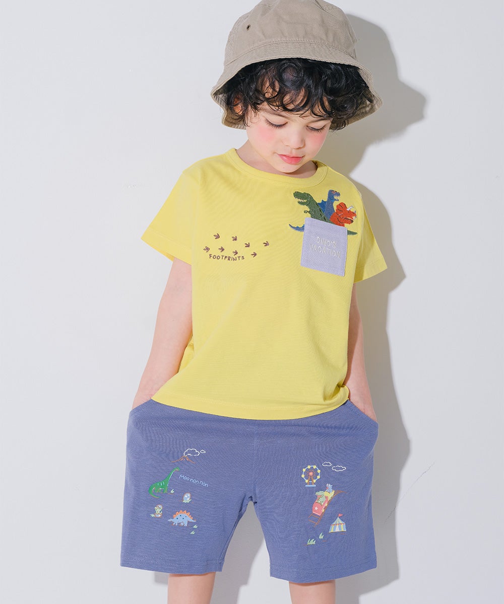 ベビー服 男の子 子ども服 こども キッズ 綿100％ 恐竜 遊園地 プリント ウエストゴム ポケット ネイビー(06) モデル画像3