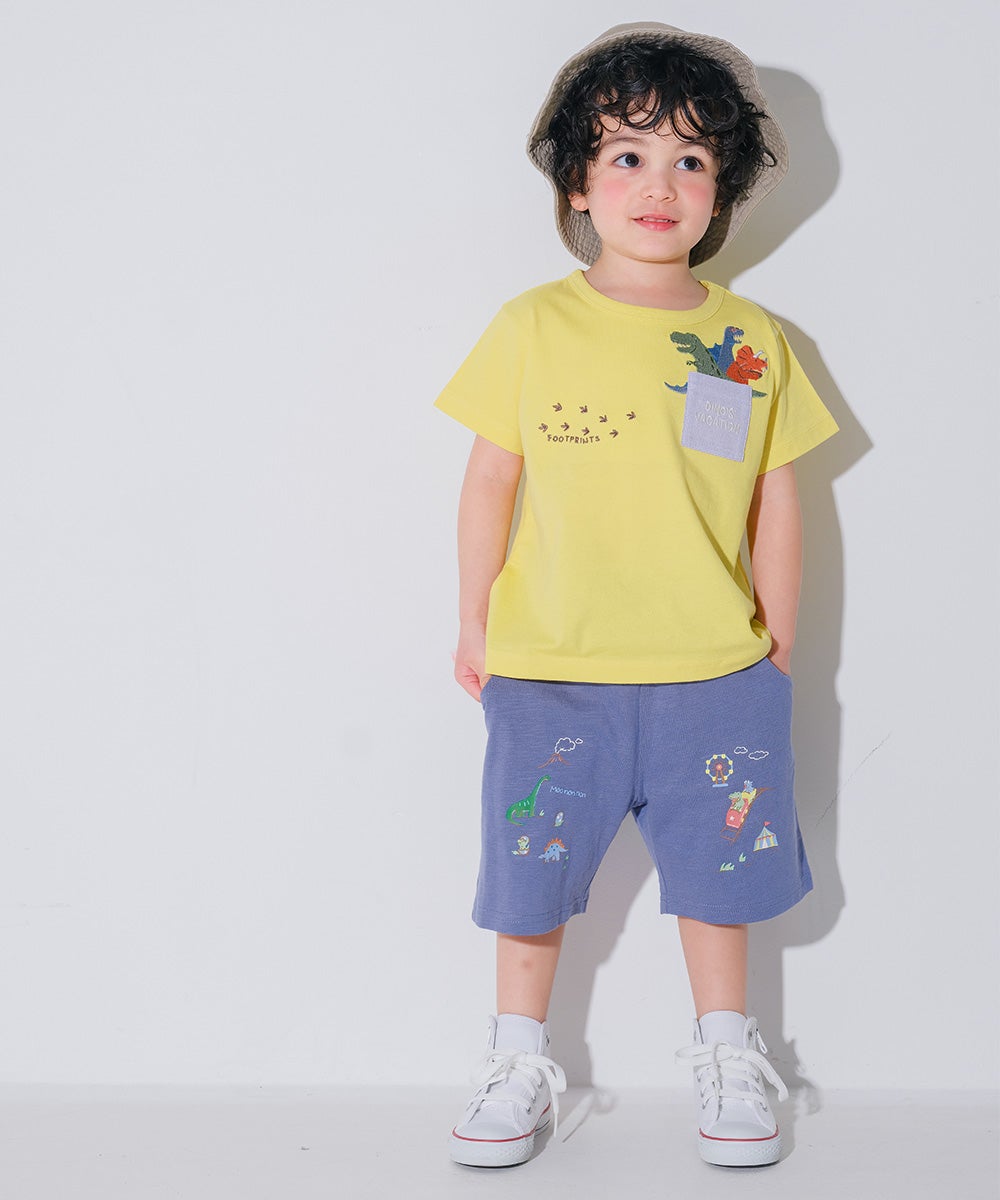 ベビー服 男の子 子ども服 こども キッズ 綿100％ 恐竜 遊園地 プリント ウエストゴム ポケット ネイビー(06) モデル画像4