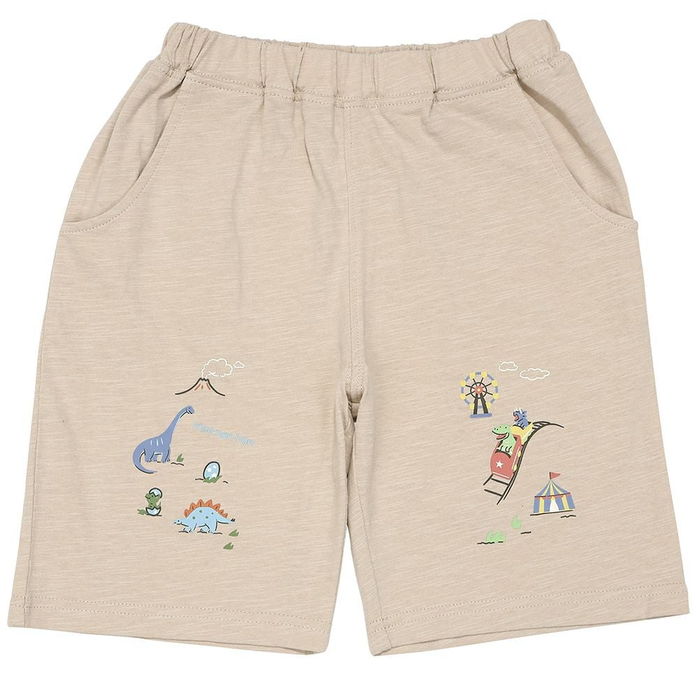 ベビー服 男の子 子ども服 こども キッズ 綿100％ 恐竜 遊園地 プリント ウエストゴム ポケット ベージュ(51) 正面