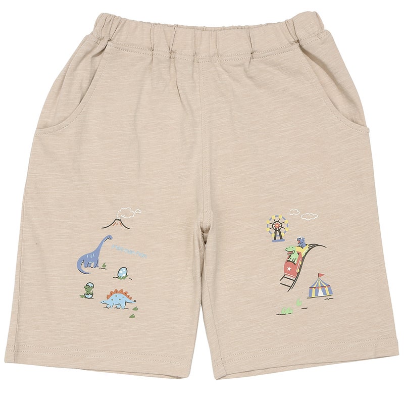 綿100％ 恐竜遊園地プリント ハーフパンツ