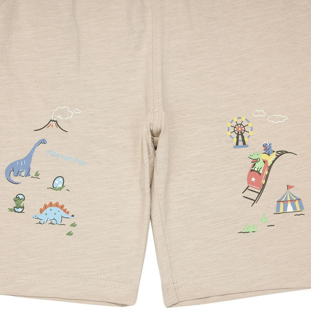 ベビー服 男の子 子ども服 こども キッズ 綿100％ 恐竜 遊園地 プリント ウエストゴム ポケット ベージュ(51) デザインポイント1