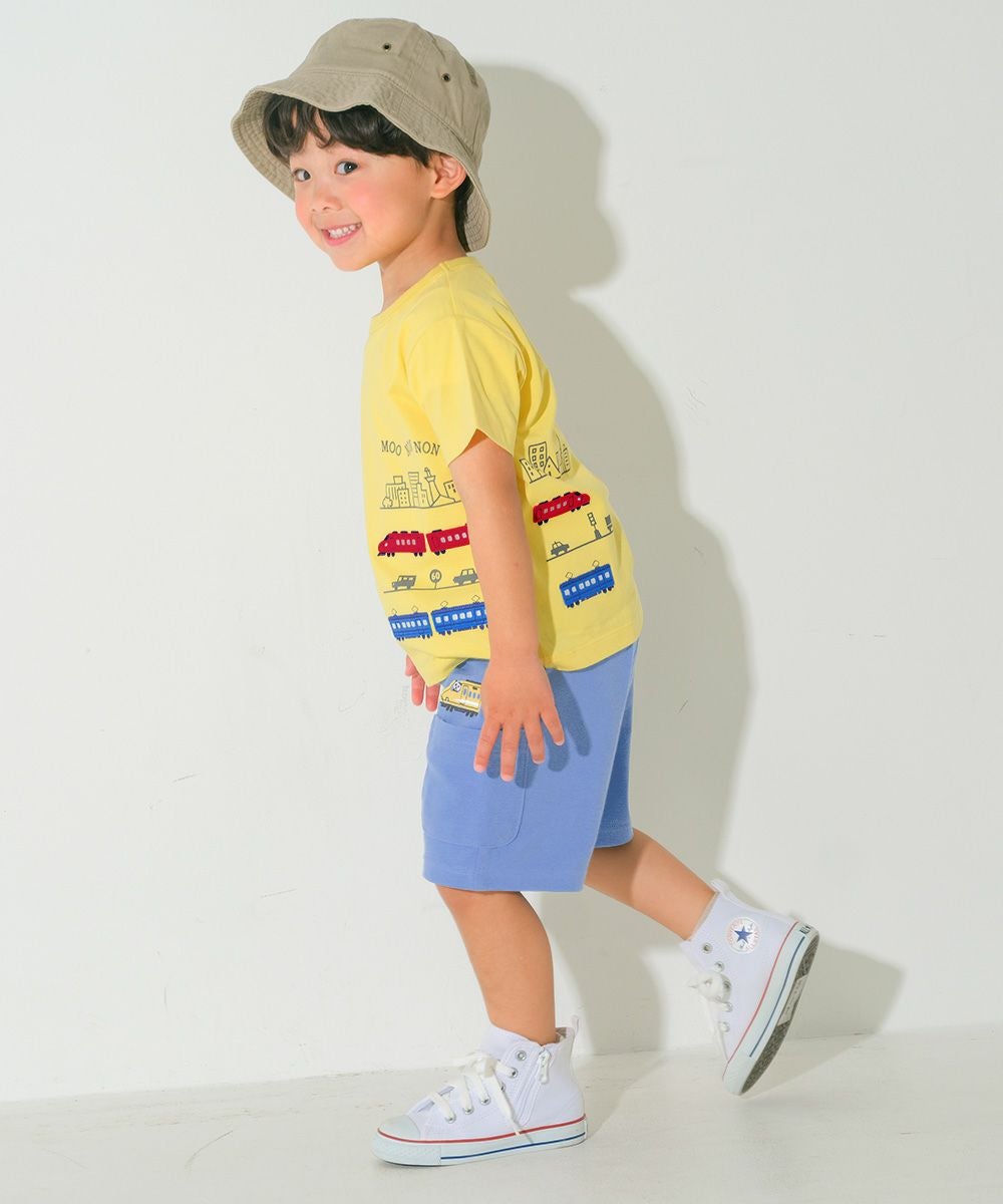 ベビー服 男の子 子ども服 こども キッズ パンダ 電車 乗り物刺? ストレッチ ウエストゴム ポケット ブルー(61) モデル画像3