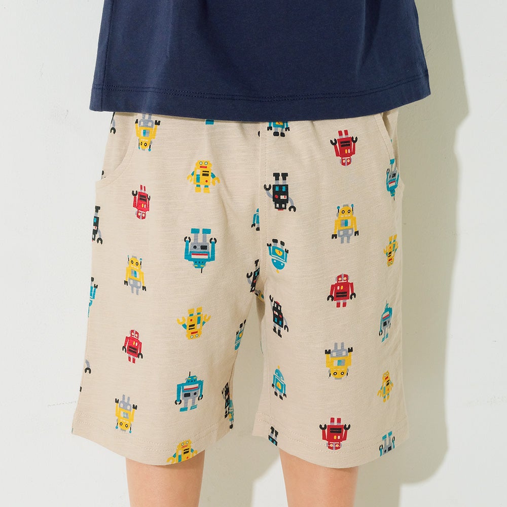 ベビー服 男の子 子ども服 こども キッズ 綿100％ オリジナルロボットプリント ウエストゴム ポケットつき