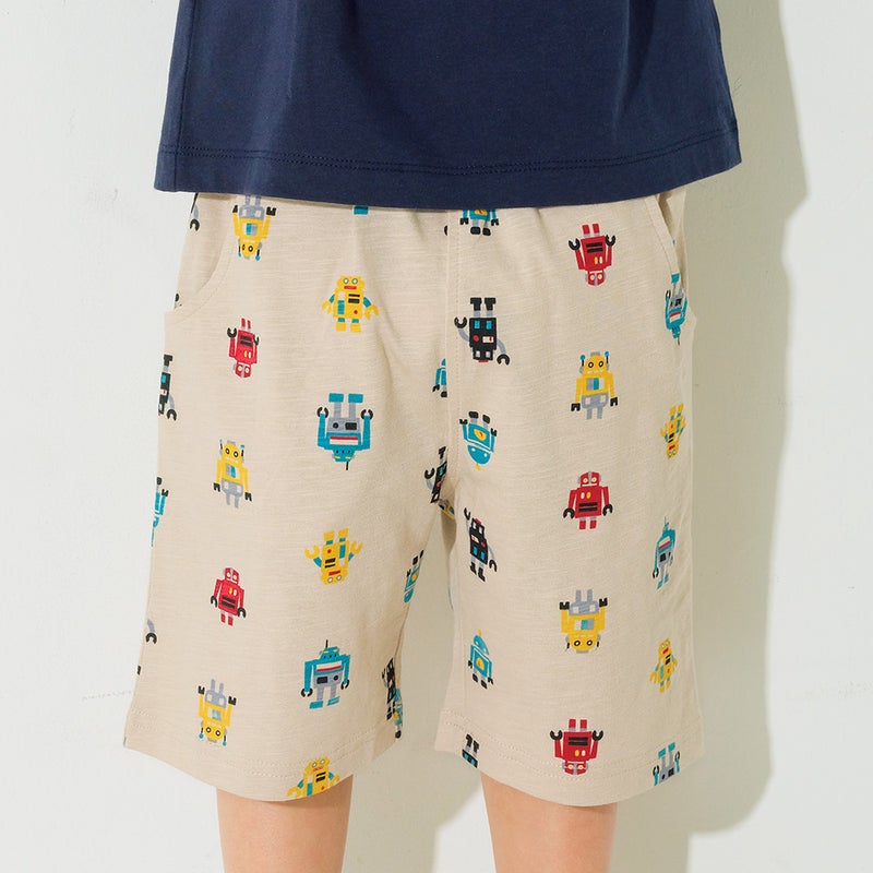 ベビー服 男の子 子ども服 こども キッズ 綿100％ オリジナルロボットプリント ウエストゴム ポケットつき