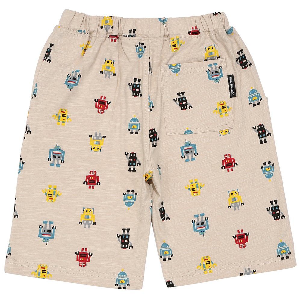 ベビー服 男の子 子ども服 こども キッズ 綿100％ オリジナルロボットプリント ウエストゴム ポケットつき ベージュ(51) 背面