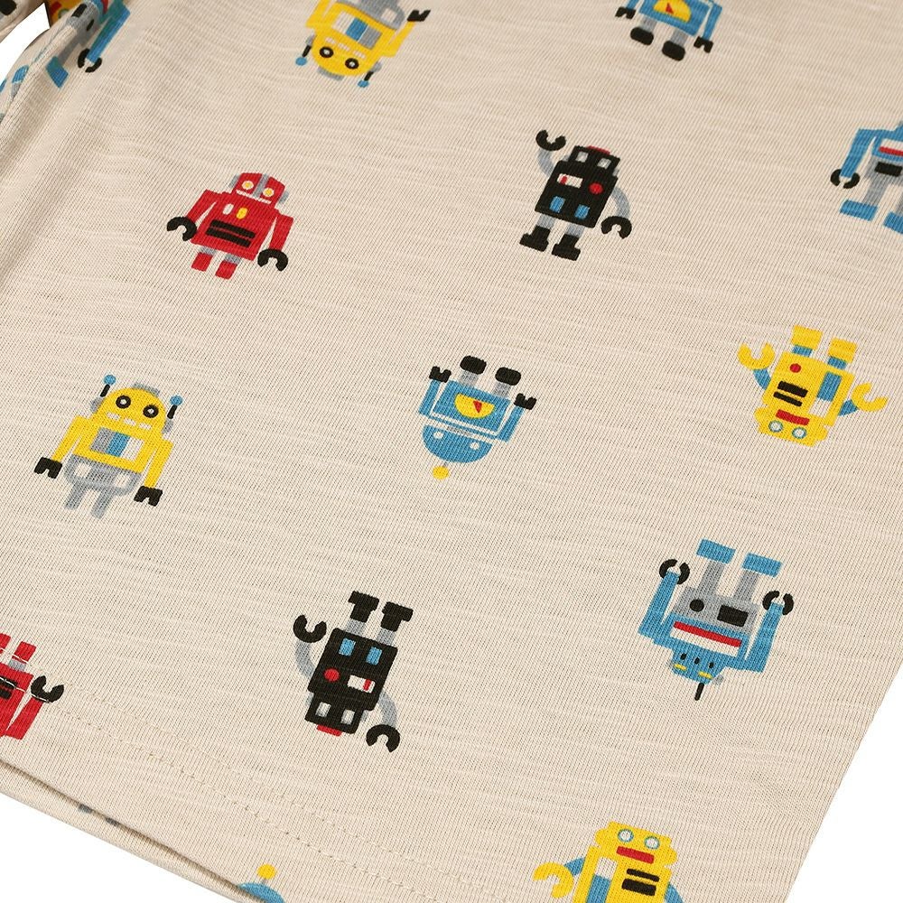 ベビー服 男の子 子ども服 こども キッズ 綿100％ オリジナルロボットプリント ウエストゴム ポケットつき ベージュ(51) デザインポイント1