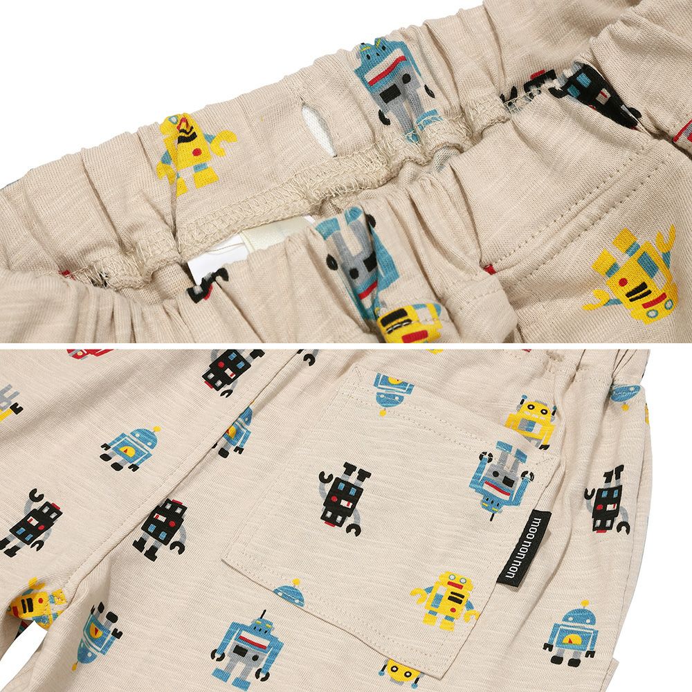 ベビー服 男の子 子ども服 こども キッズ 綿100％ オリジナルロボットプリント ウエストゴム ポケットつき ベージュ(51) デザインポイント2