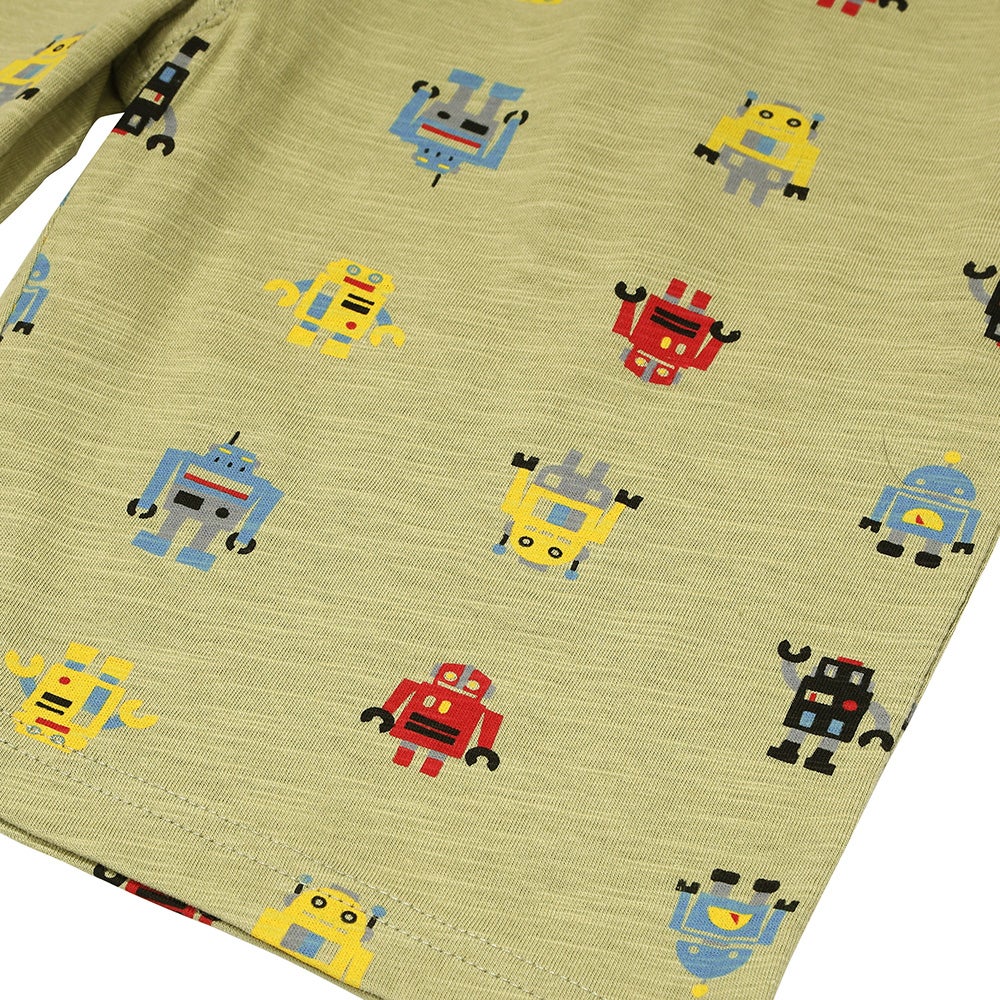 ベビー服 男の子 子ども服 こども キッズ 綿100％ オリジナルロボットプリント ウエストゴム ポケットつき カーキ(82) デザインポイント1