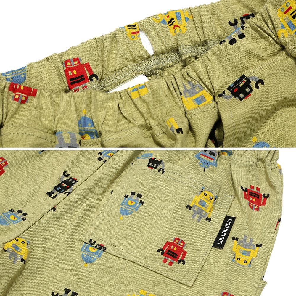ベビー服 男の子 子ども服 こども キッズ 綿100％ オリジナルロボットプリント ウエストゴム ポケットつき カーキ(82) デザインポイント2