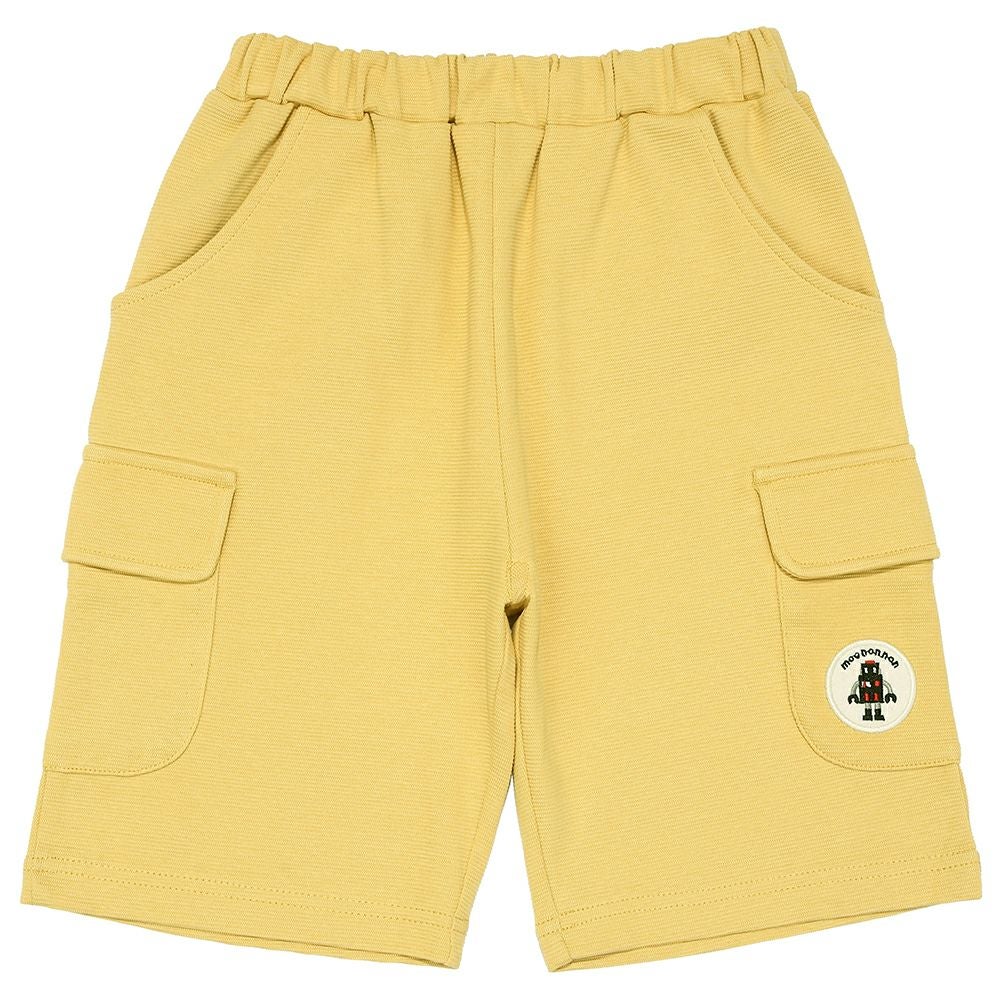 ベビー服 男の子 子ども服 こども キッズ ストレッチ ロボットワッペンつき ウエストゴム ポケット イエロー(04) 正面