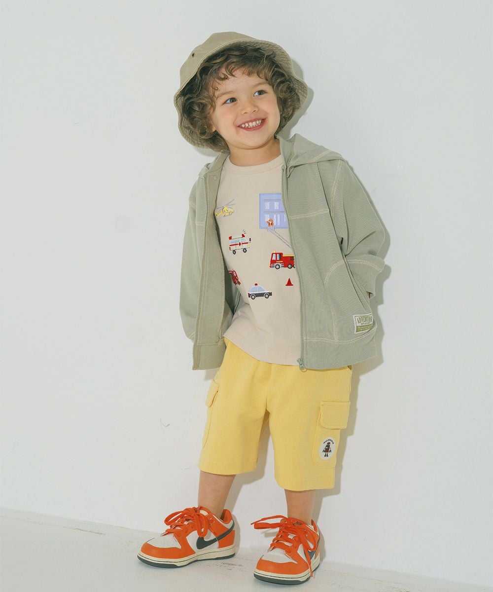 ベビー服 男の子 子ども服 こども キッズ ストレッチ ロボットワッペンつき ウエストゴム ポケット イエロー(04) モデル画像4