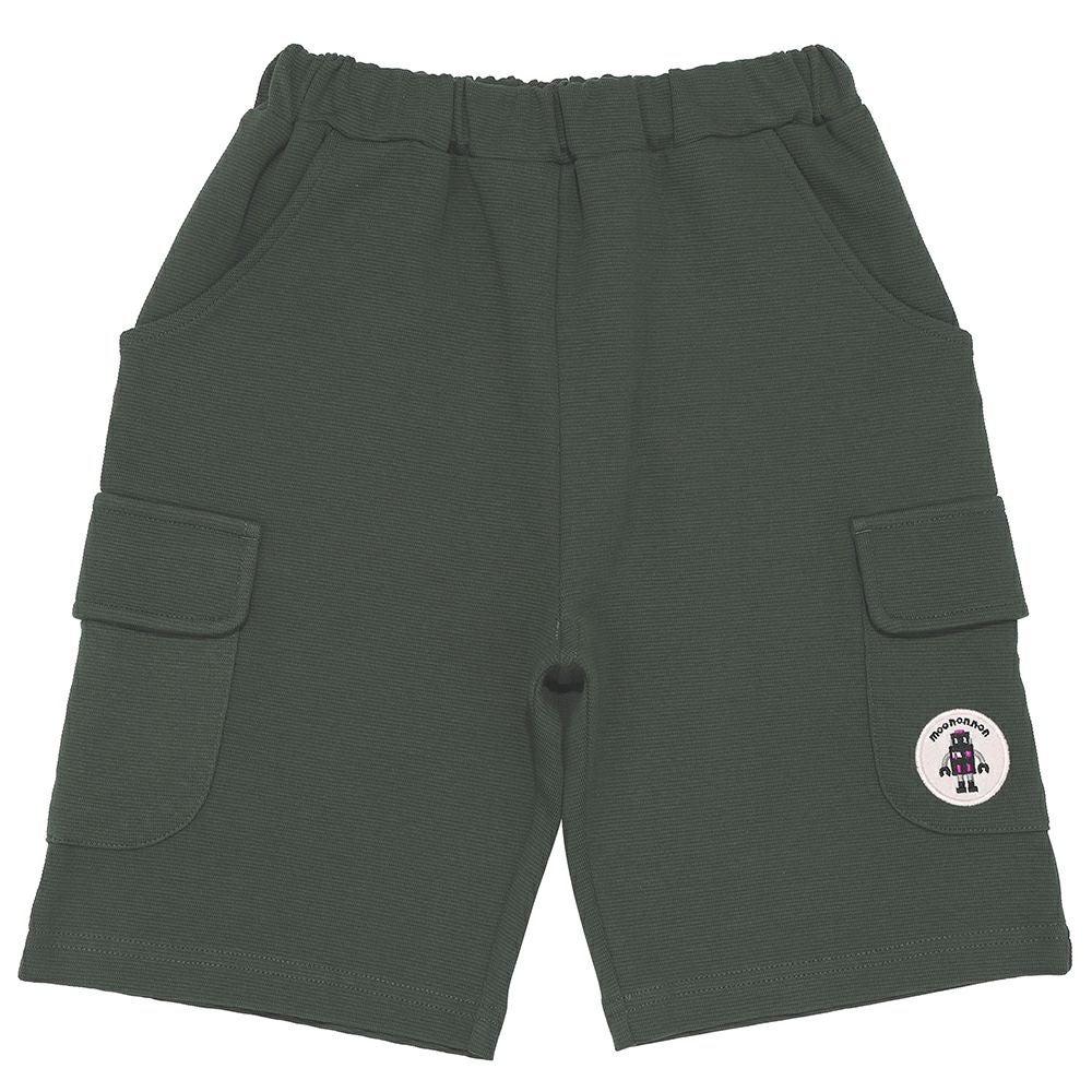 ベビー服 男の子 子ども服 こども キッズ ストレッチ ロボットワッペンつき ウエストゴム ポケット グリーン(08) 正面