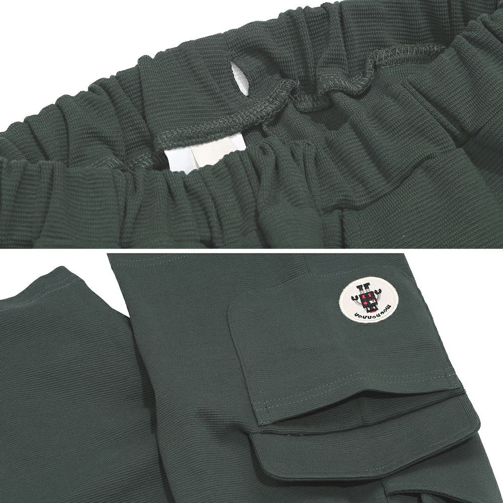 ベビー服 男の子 子ども服 こども キッズ ストレッチ ロボットワッペンつき ウエストゴム ポケット グリーン(08) デザインポイント2